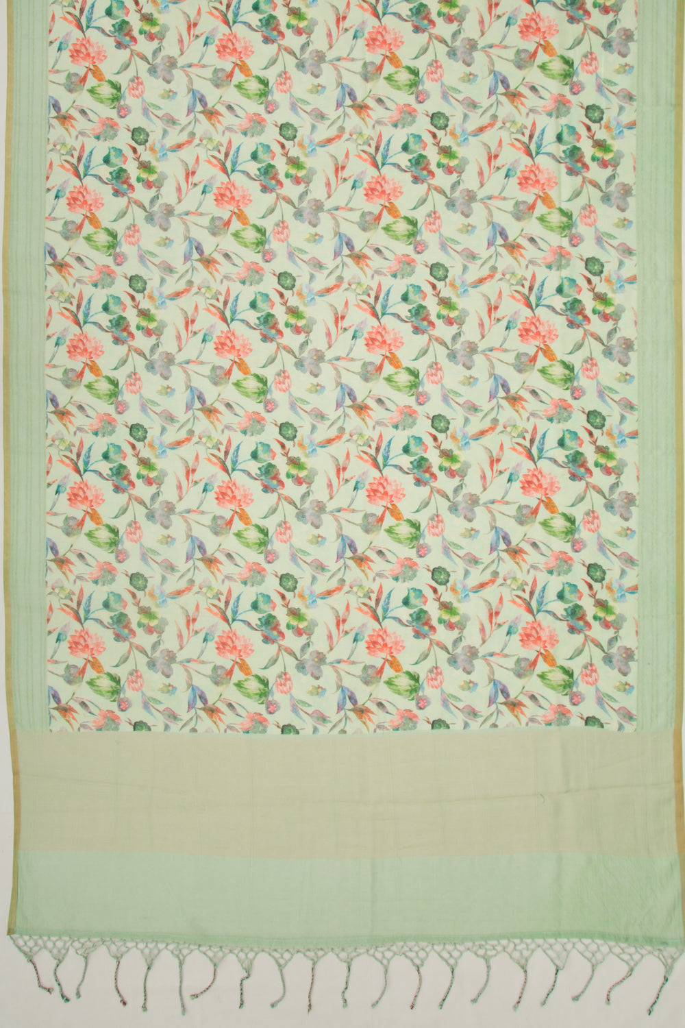 Chanderi Silk Floral Printed Green Saree