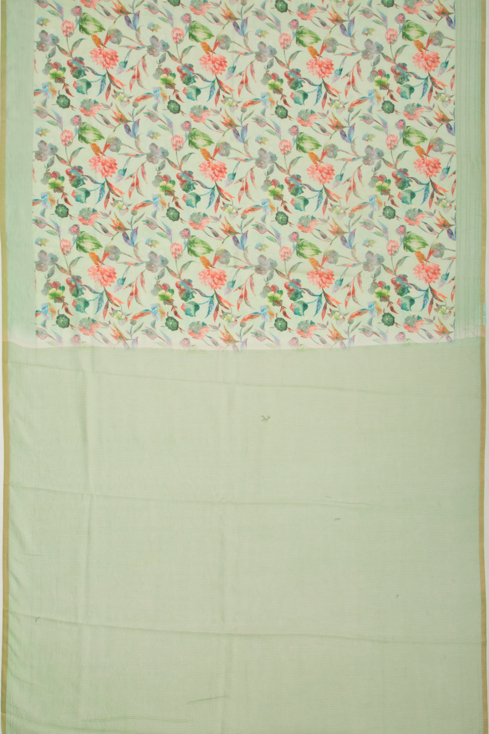 Chanderi Silk Floral Printed Green Saree