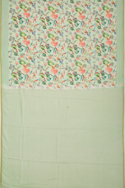 Chanderi Silk Floral Printed Green Saree