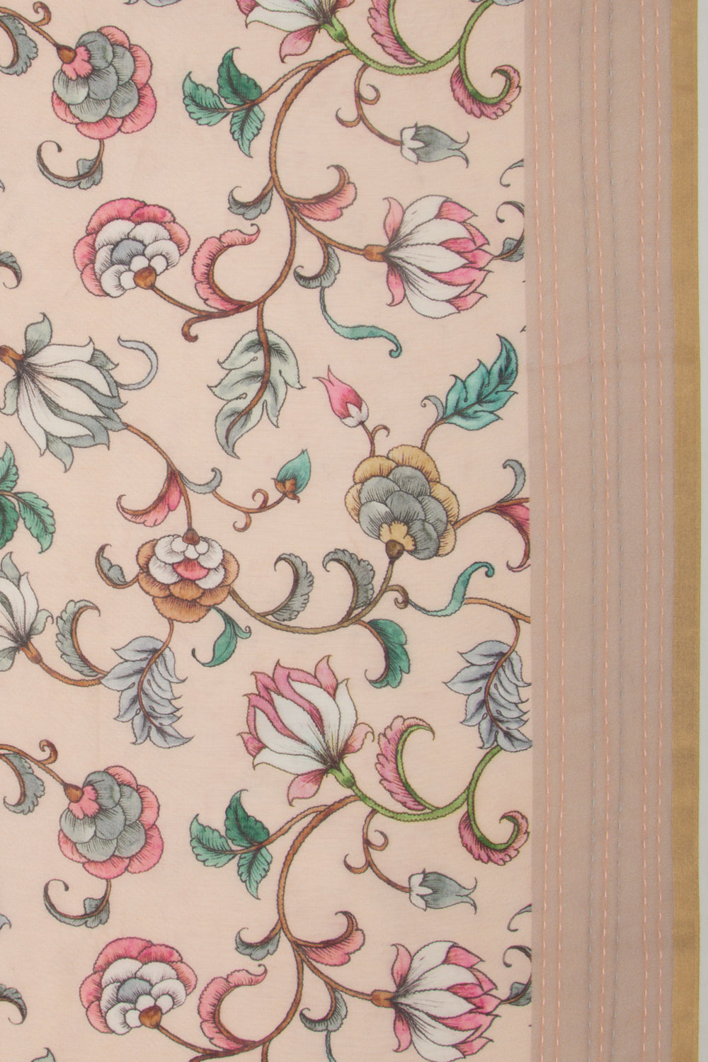 Chanderi Silk Printed Peach Saree