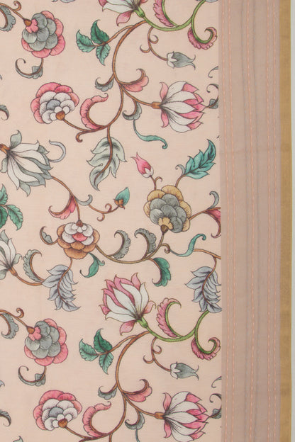 Chanderi Silk Printed Peach Saree