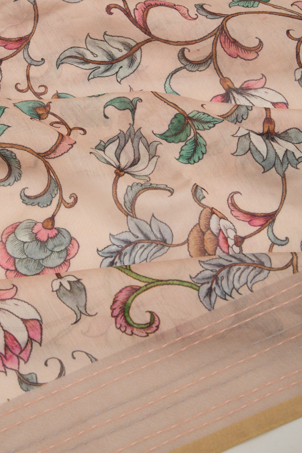 Chanderi Silk Printed Peach Saree