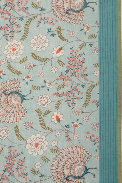 Chanderi Silk Floral Printed Blue Saree