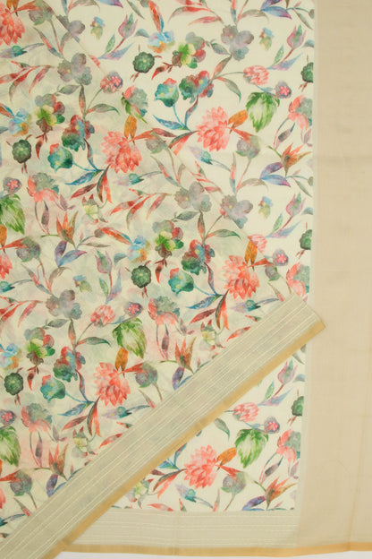 Chanderi Silk Printed Pastel Yellow Saree