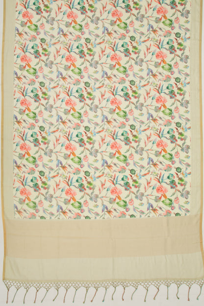 Chanderi Silk Printed Pastel Yellow Saree