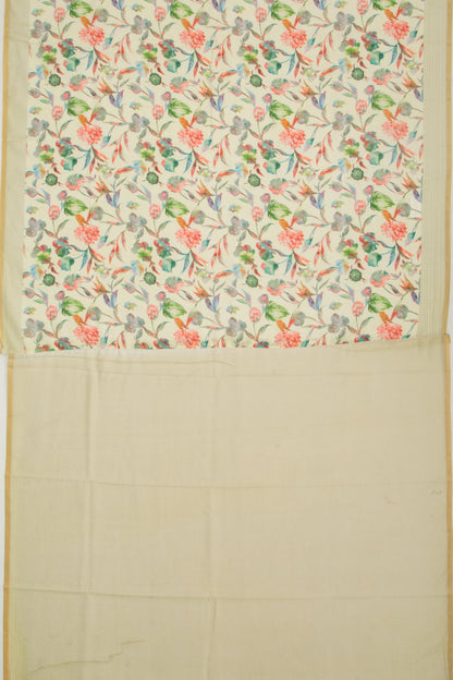 Chanderi Silk Printed Pastel Yellow Saree