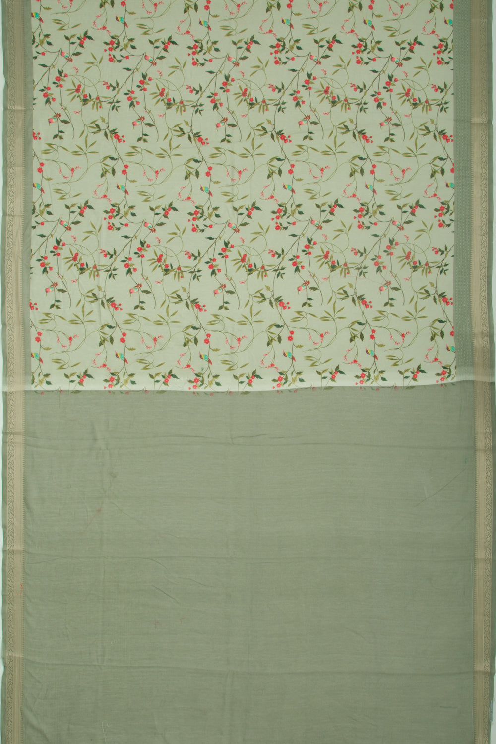 Chanderi Silk Floral Printed Pastel Green Saree