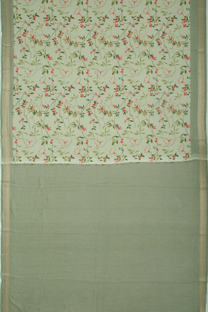 Chanderi Silk Floral Printed Pastel Green Saree