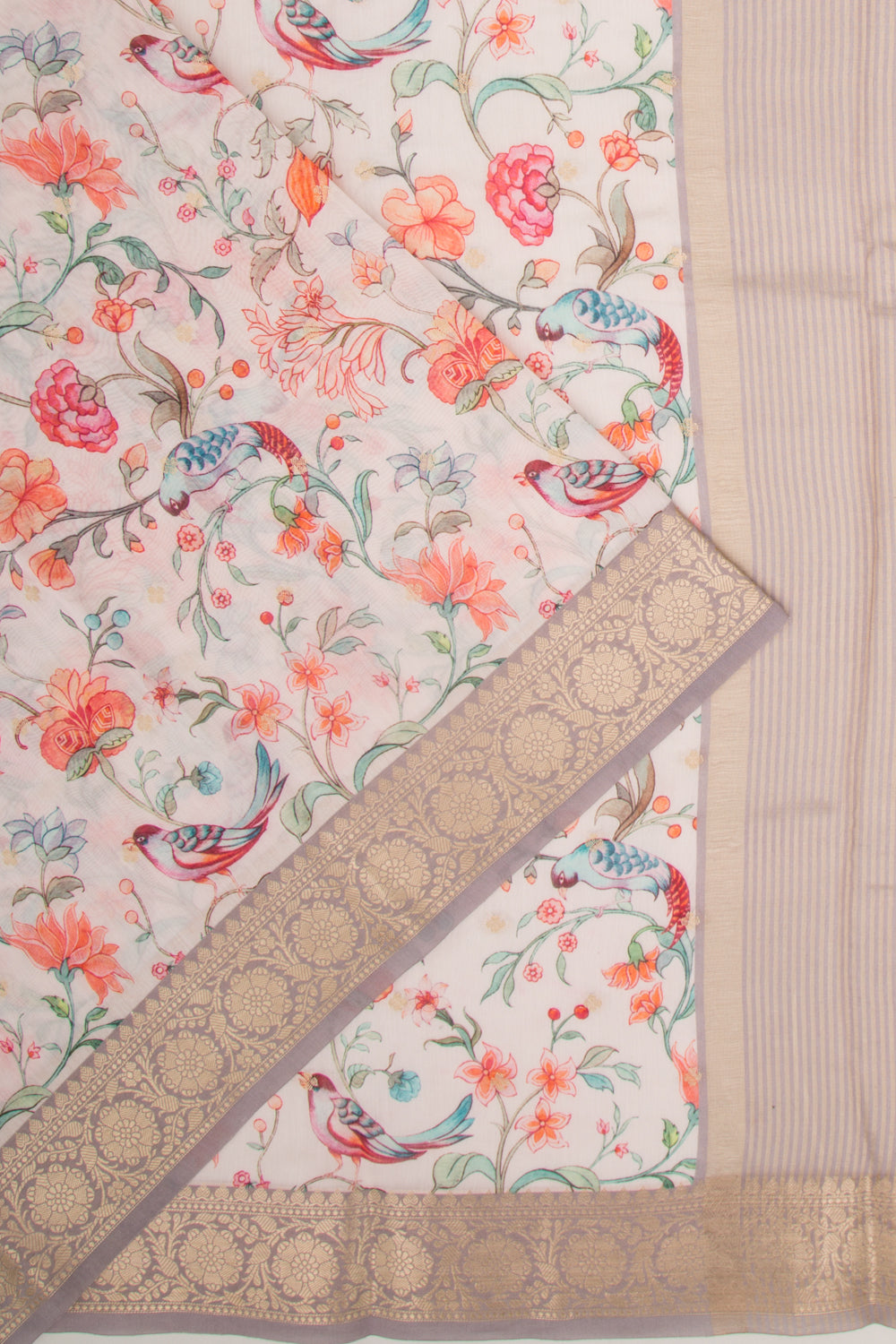 Chanderi Silk Floral Printed And Butta Baby Pink Saree