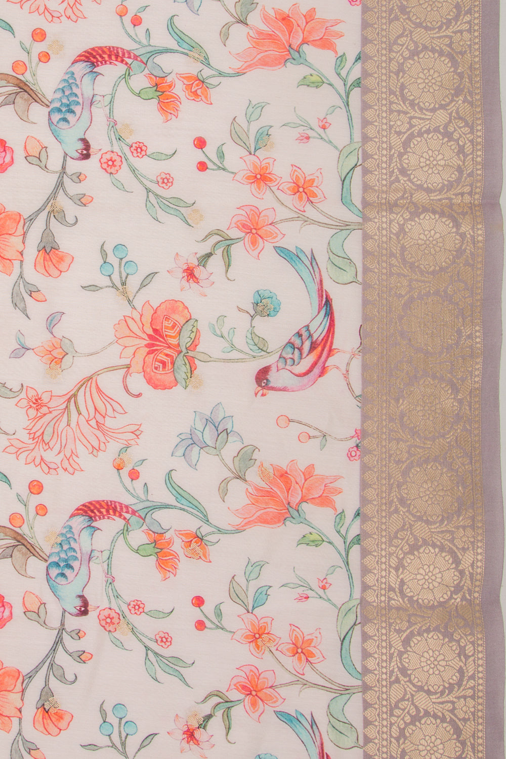 Chanderi Silk Floral Printed And Butta Baby Pink Saree