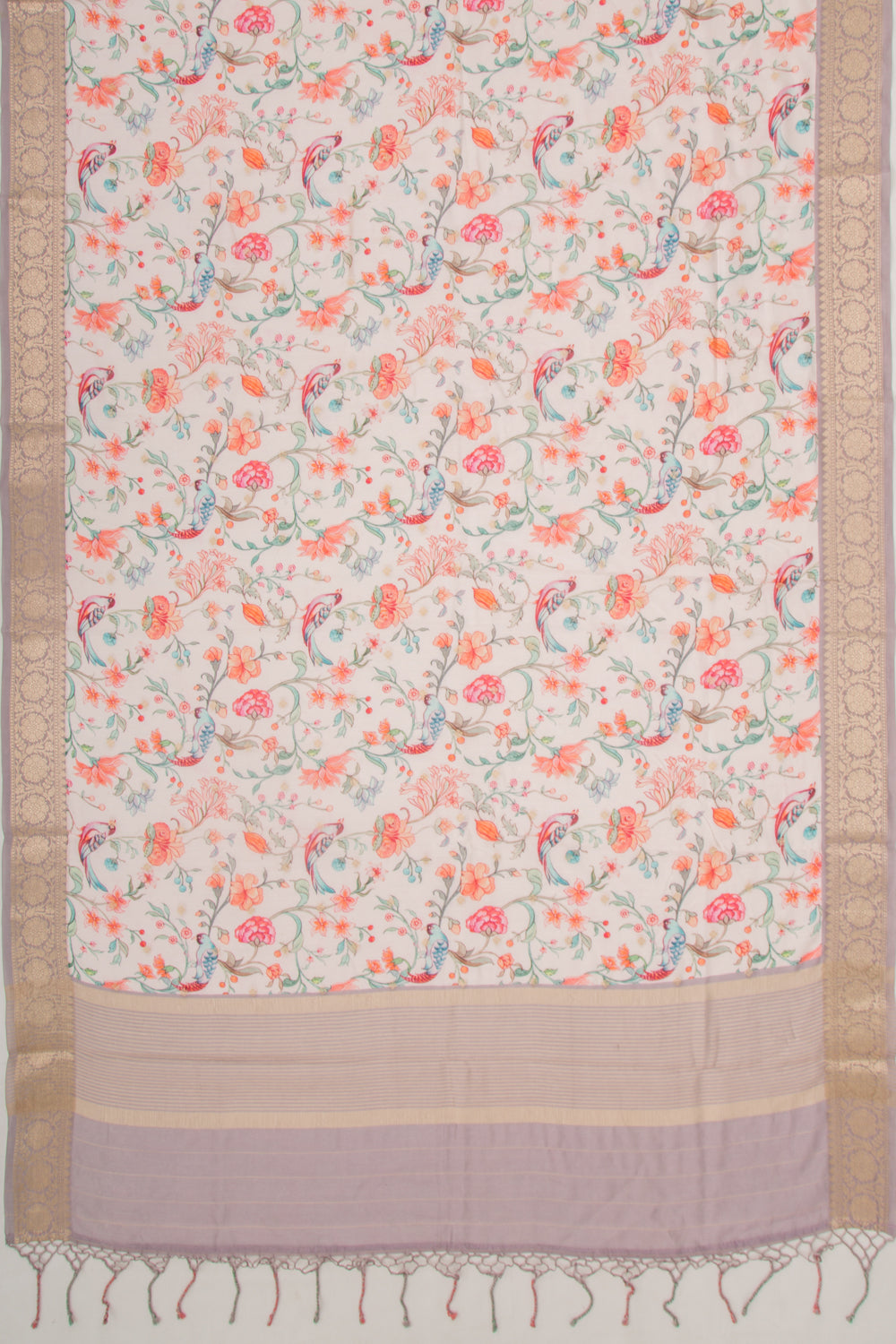 Chanderi Silk Floral Printed And Butta Baby Pink Saree