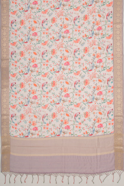 Chanderi Silk Floral Printed And Butta Baby Pink Saree