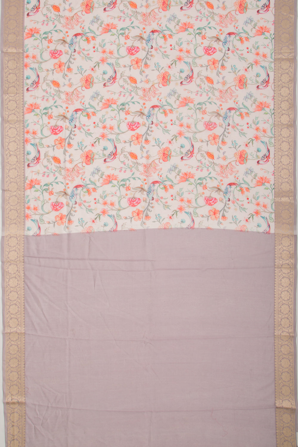 Chanderi Silk Floral Printed And Butta Baby Pink Saree