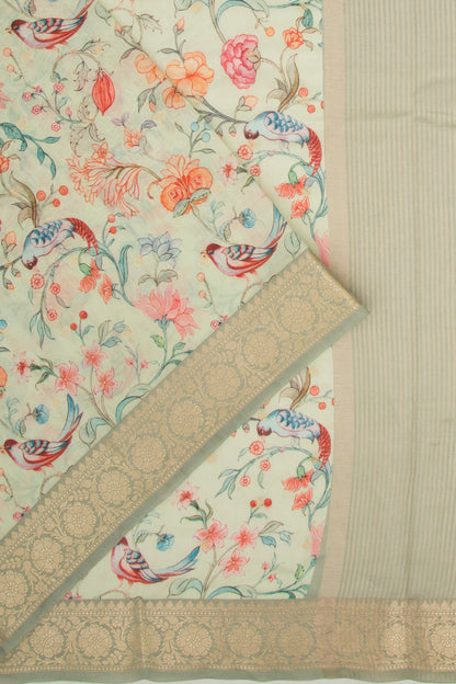 Chanderi Silk Floral Printed And Butta Pastel Blue Saree