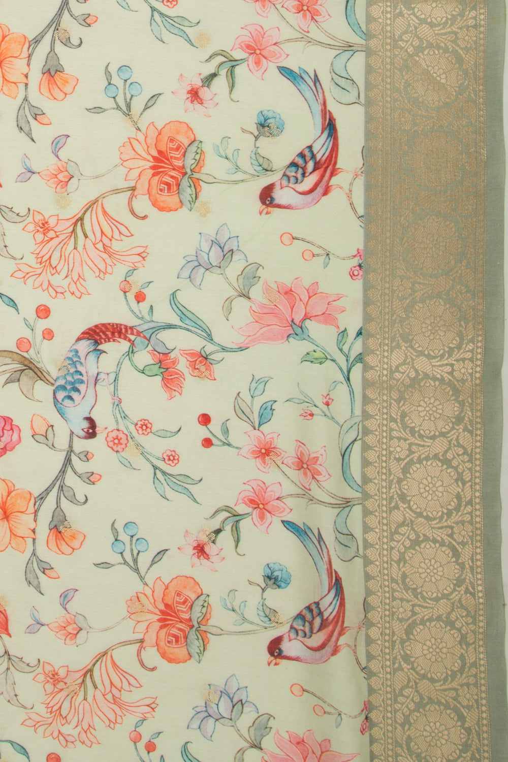 Chanderi Silk Floral Printed And Butta Pastel Blue Saree