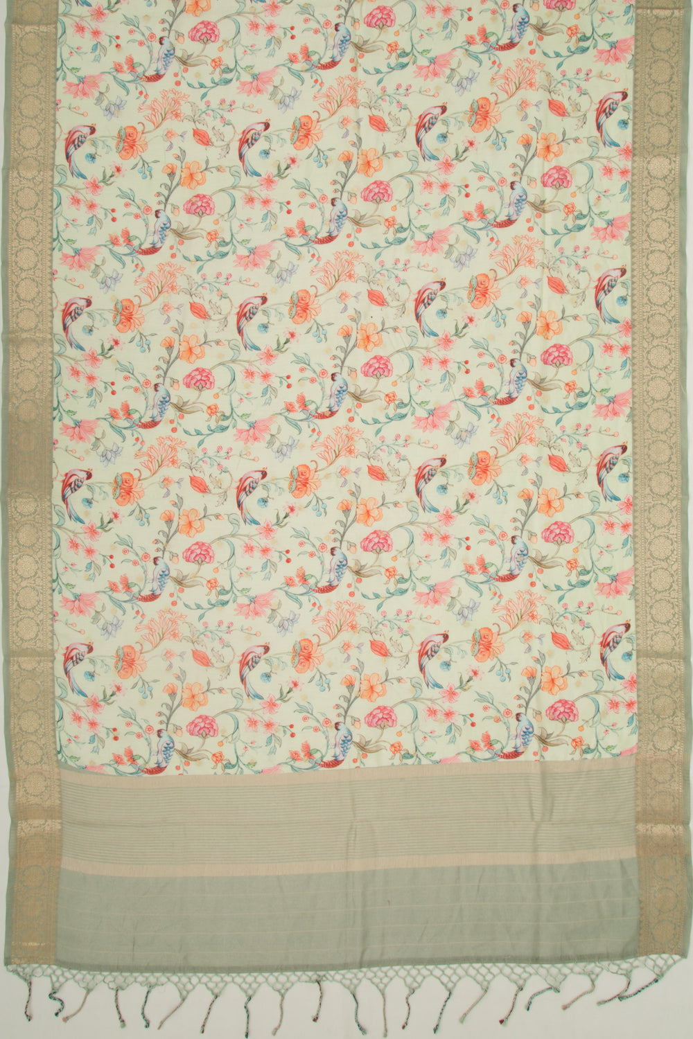 Chanderi Silk Floral Printed And Butta Pastel Blue Saree