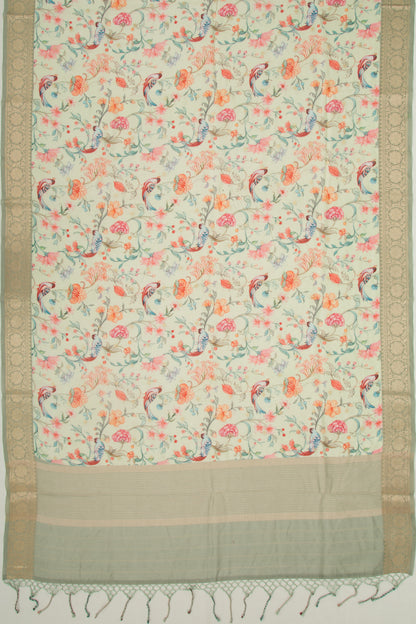 Chanderi Silk Floral Printed And Butta Pastel Blue Saree