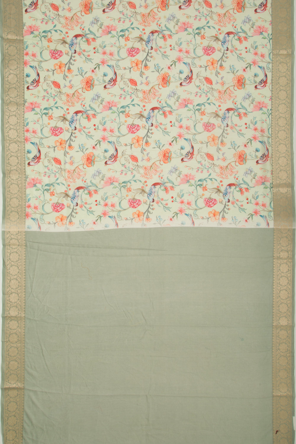Chanderi Silk Floral Printed And Butta Pastel Blue Saree