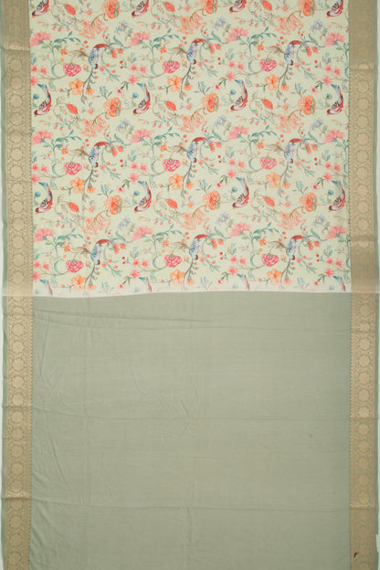 Chanderi Silk Floral Printed And Butta Pastel Blue Saree
