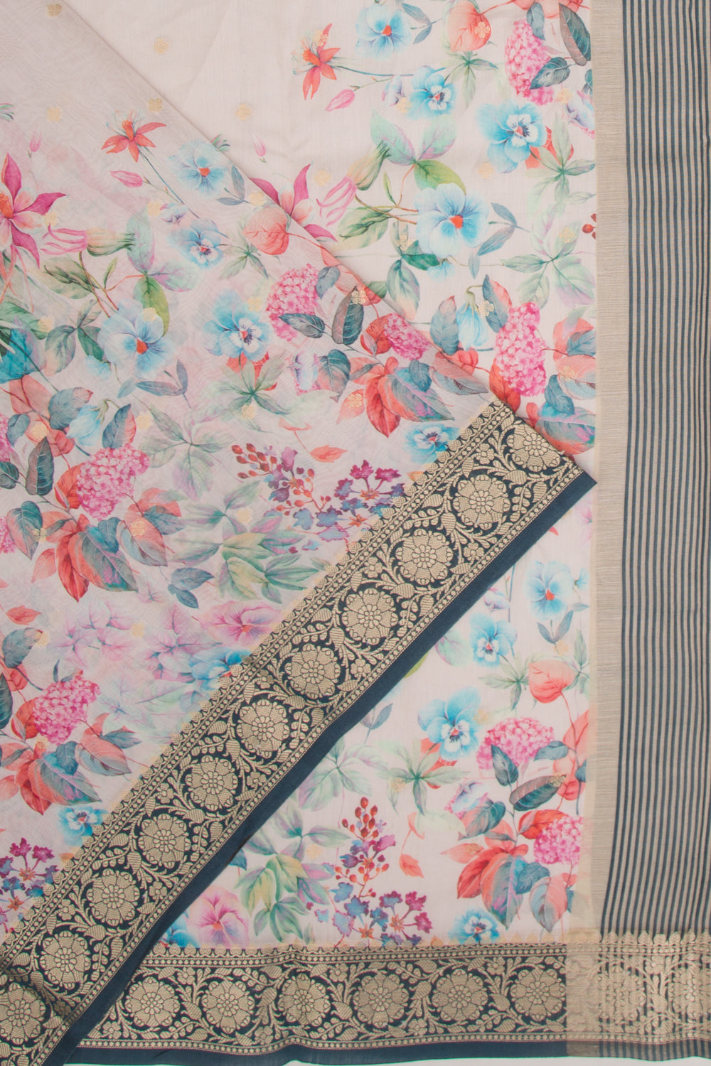 Chanderi Silk Butta And Floral Printed Baby Pink Saree