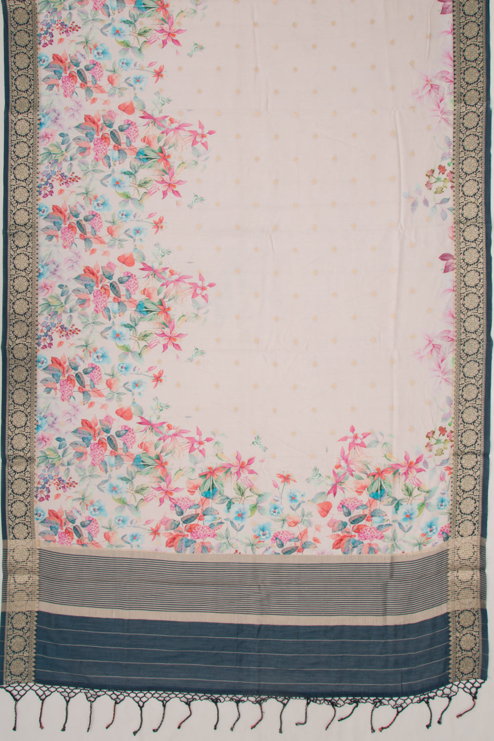 Chanderi Silk Butta And Floral Printed Baby Pink Saree