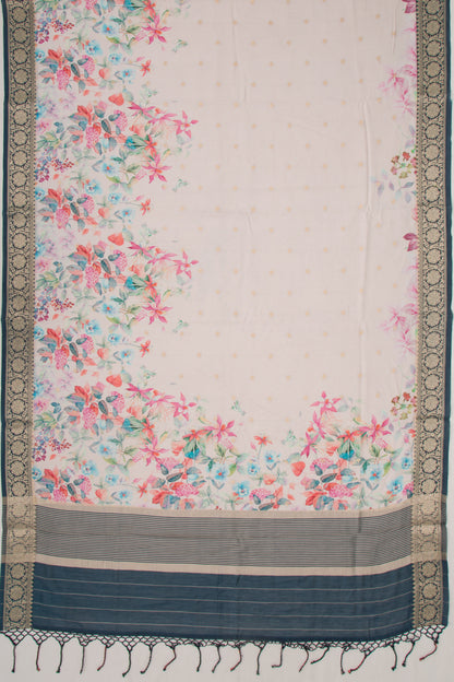 Chanderi Silk Butta And Floral Printed Baby Pink Saree