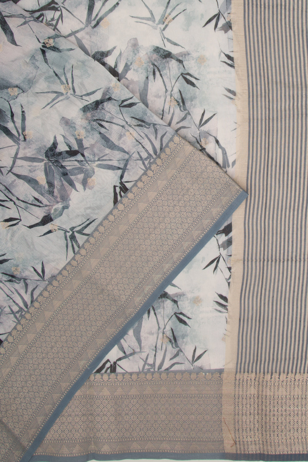 Chanderi Silk Floral Printed And Butta Pastel Blue Saree