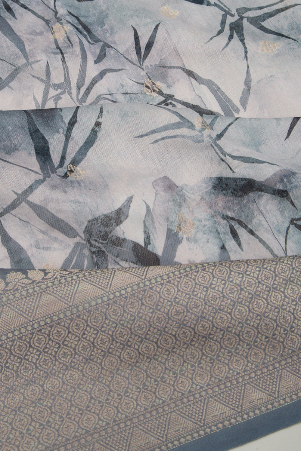 Chanderi Silk Floral Printed And Butta Pastel Blue Saree