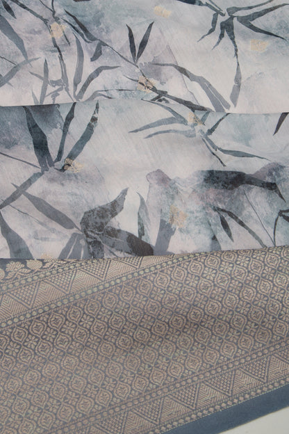 Chanderi Silk Floral Printed And Butta Pastel Blue Saree