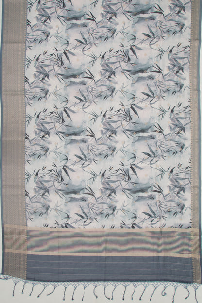 Chanderi Silk Floral Printed And Butta Pastel Blue Saree
