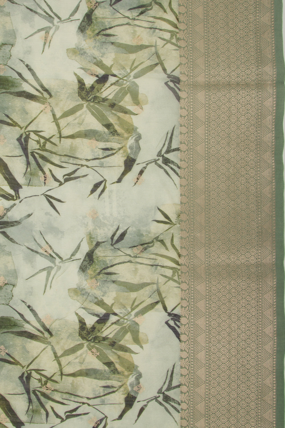 Chanderi Silk Floral Printed And Butta Pastel Green Saree