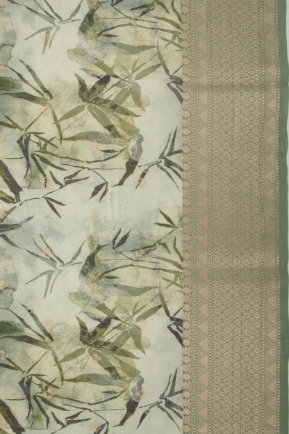 Chanderi Silk Floral Printed And Butta Pastel Green Saree