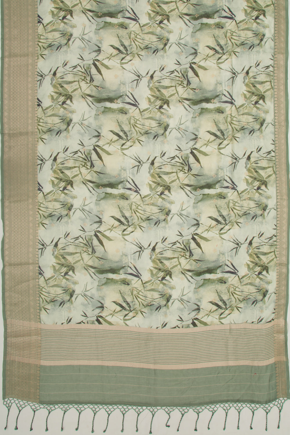 Chanderi Silk Floral Printed And Butta Pastel Green Saree