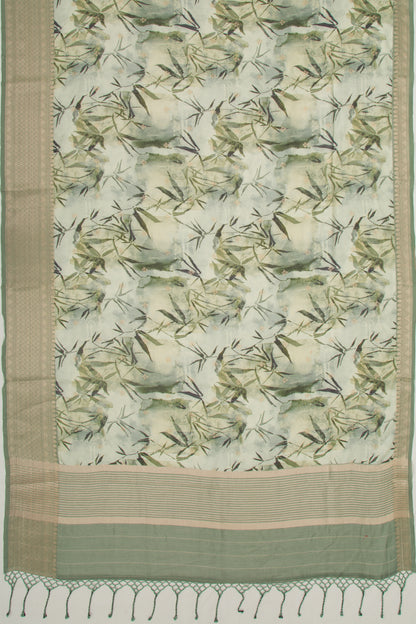 Chanderi Silk Floral Printed And Butta Pastel Green Saree