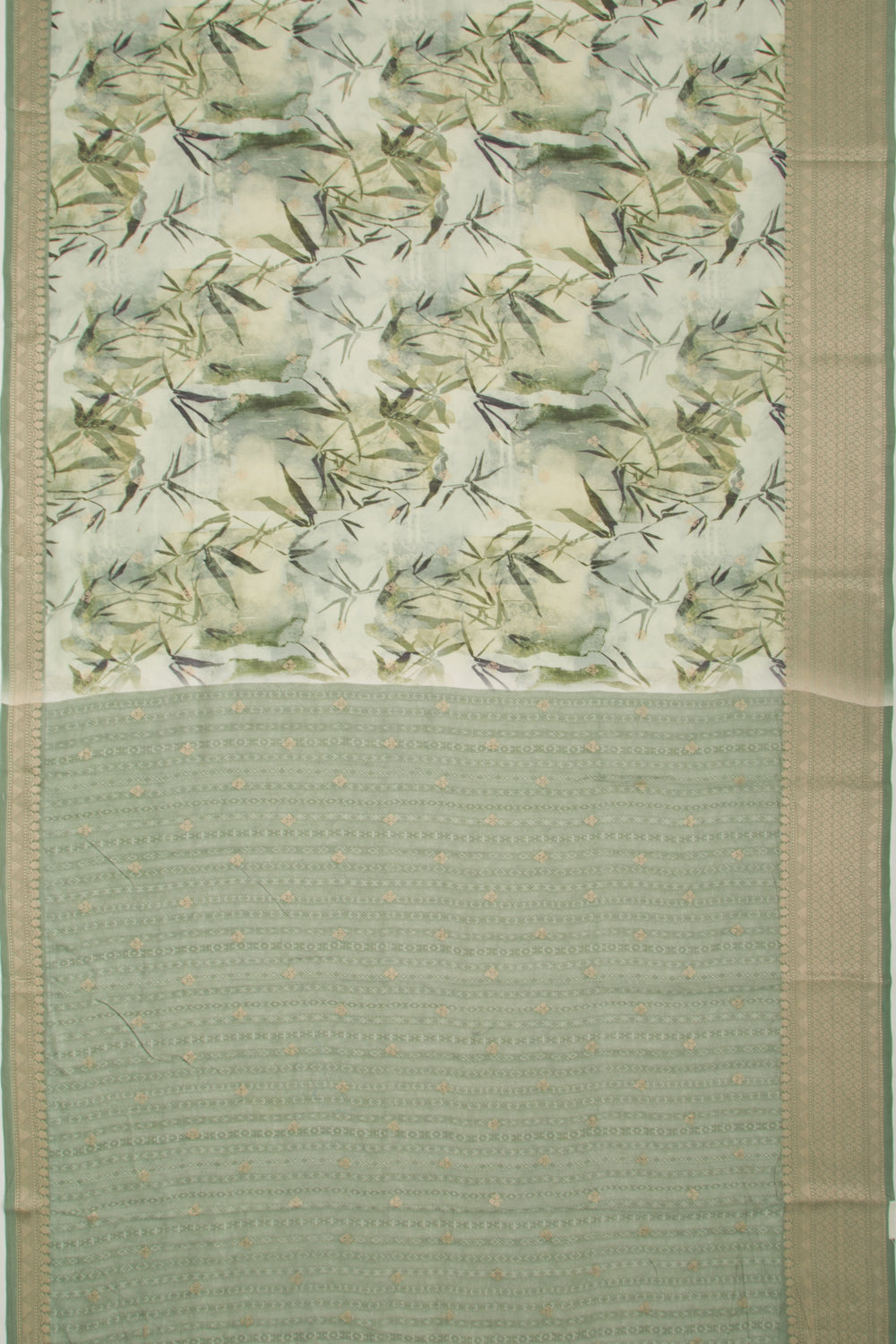Chanderi Silk Floral Printed And Butta Pastel Green Saree