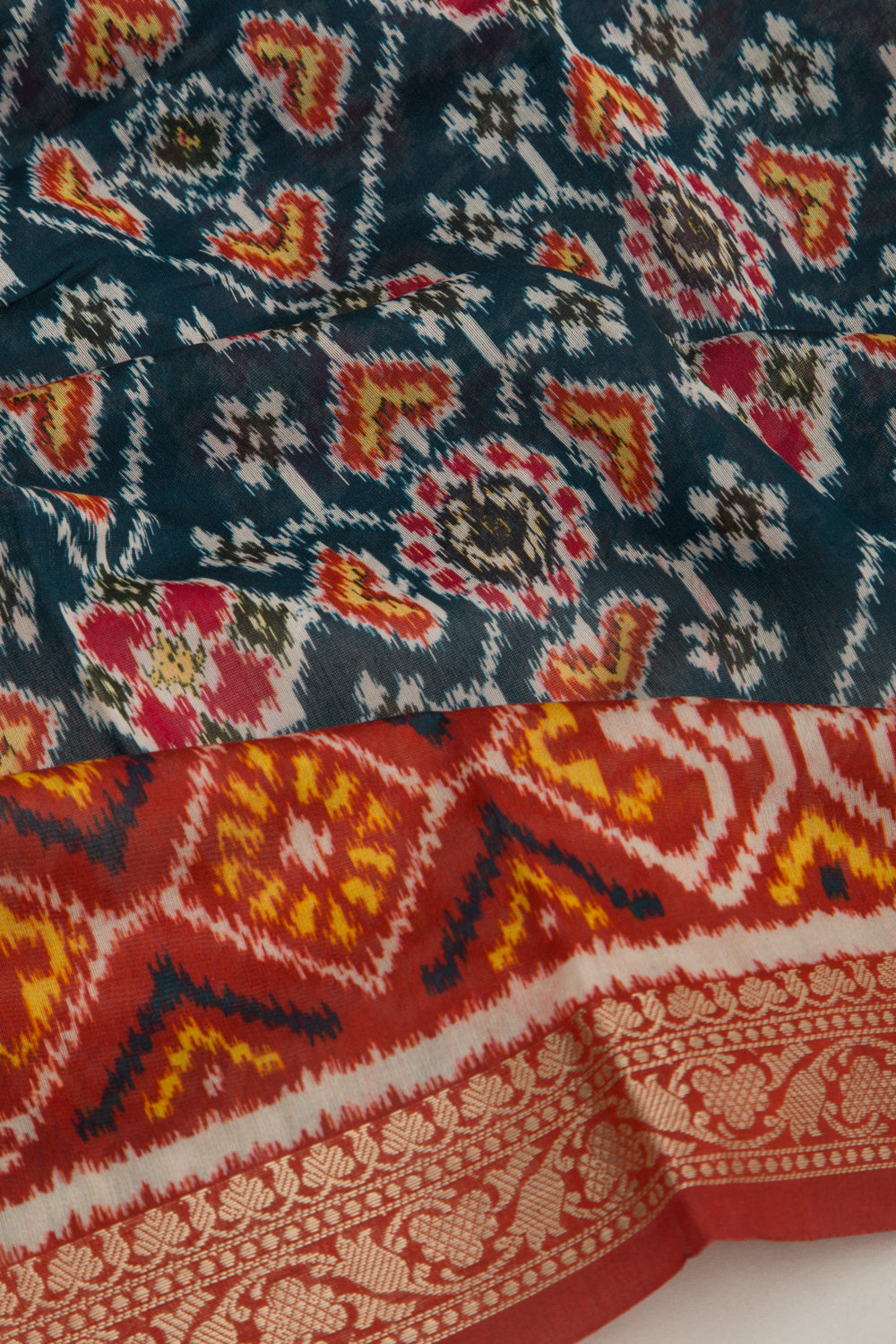 Chanderi Silk Printed Blue Saree