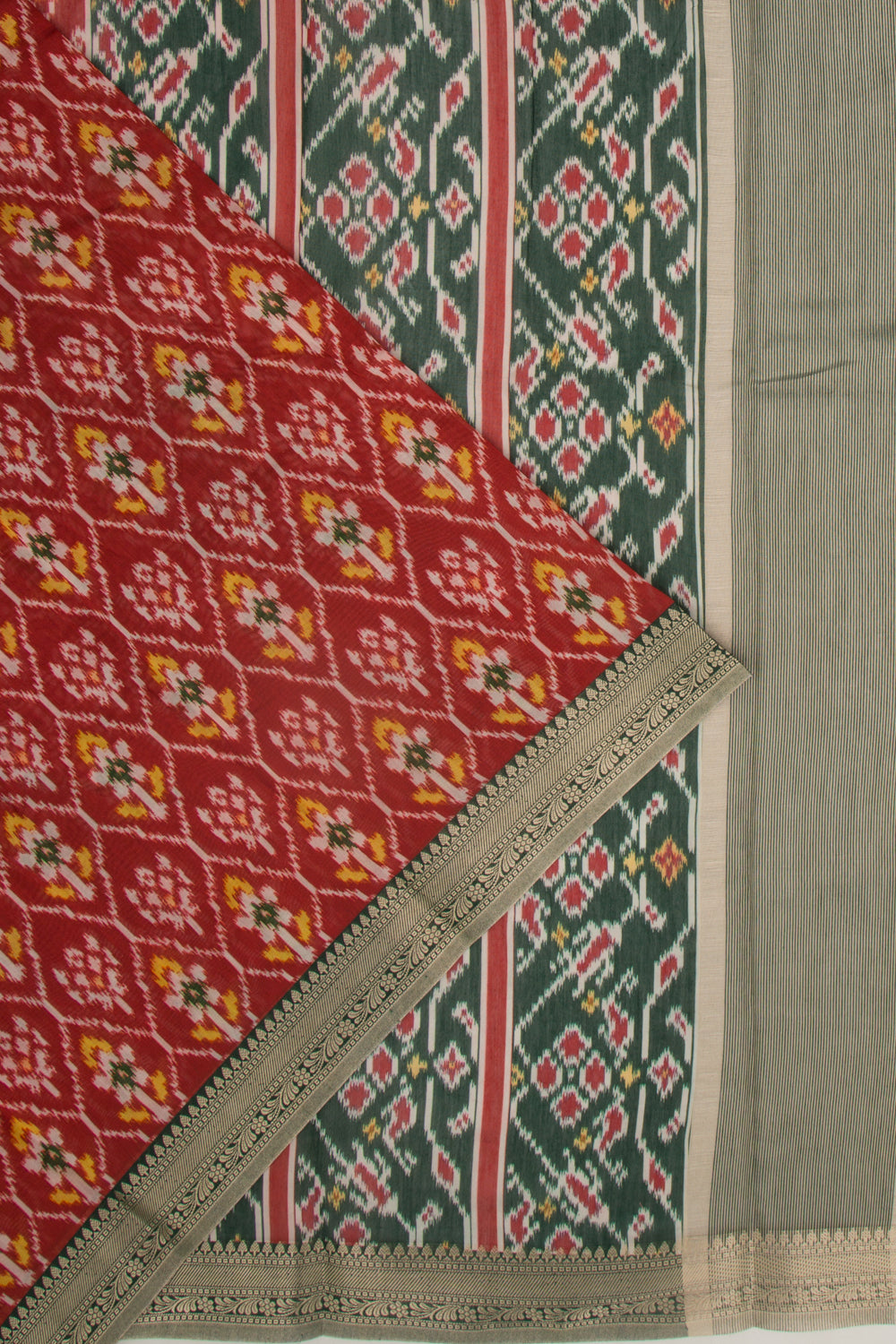 Chanderi Silk Printed Red Saree