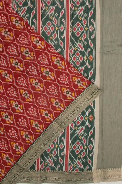 Chanderi Silk Printed Red Saree