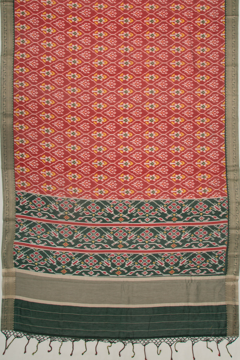 Chanderi Silk Printed Red Saree