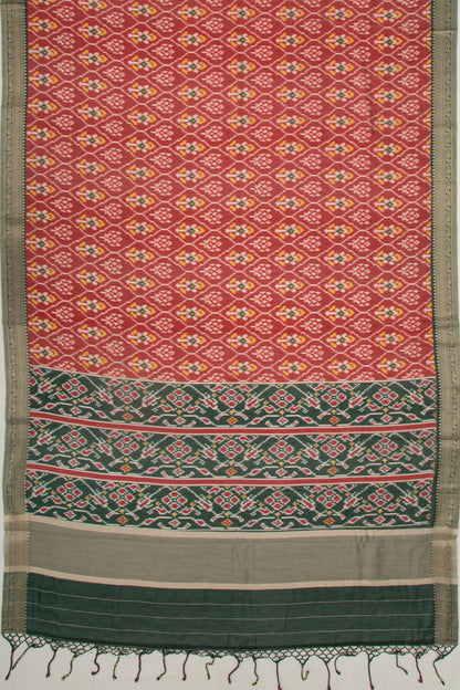 Chanderi Silk Printed Red Saree