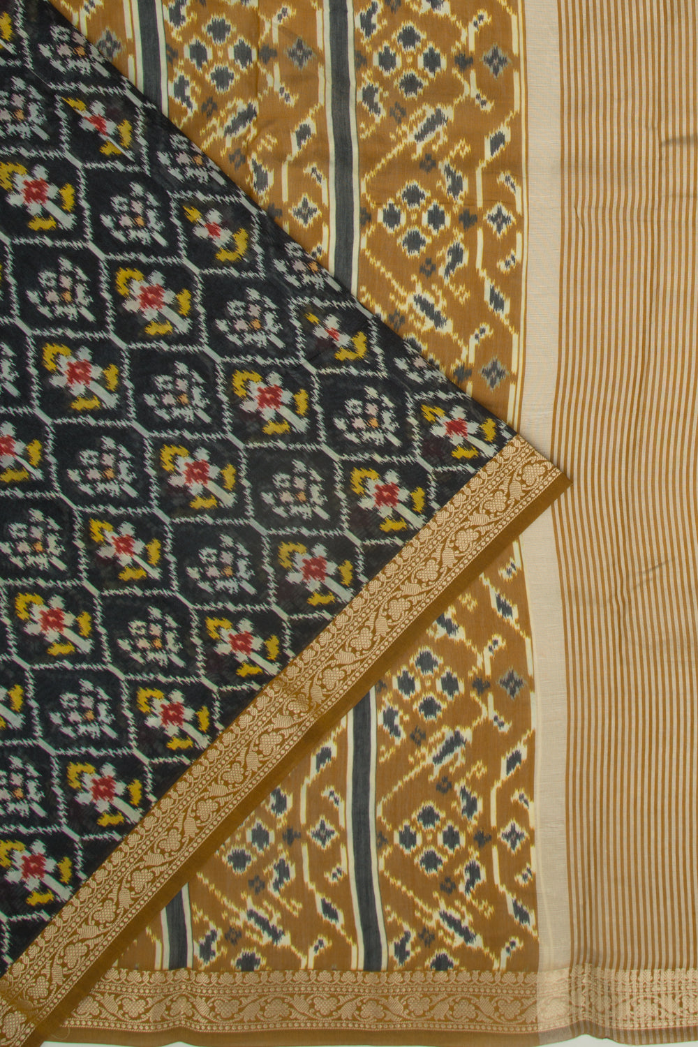 Chanderi Silk Printed Black Saree