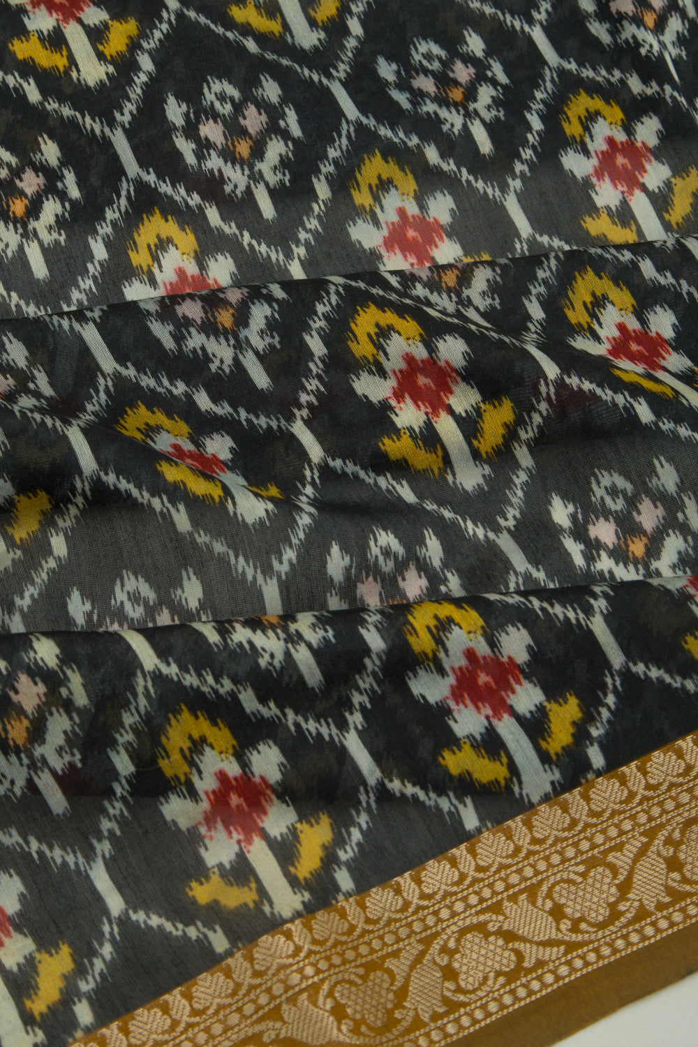 Chanderi Silk Printed Black Saree
