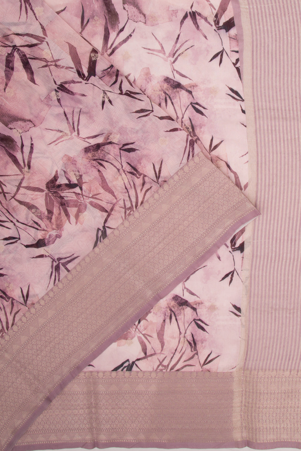 Chanderi Silk Floral Printed And Butta Lilac Saree