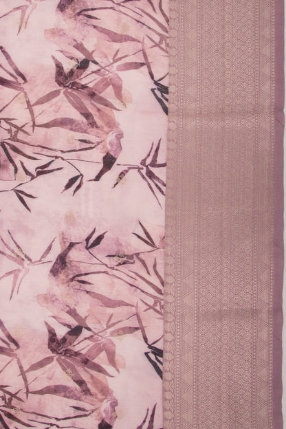 Chanderi Silk Floral Printed And Butta Lilac Saree