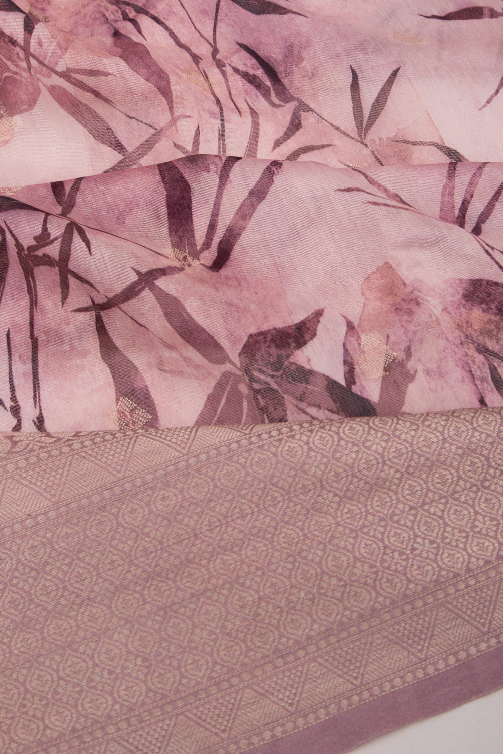 Chanderi Silk Floral Printed And Butta Lilac Saree