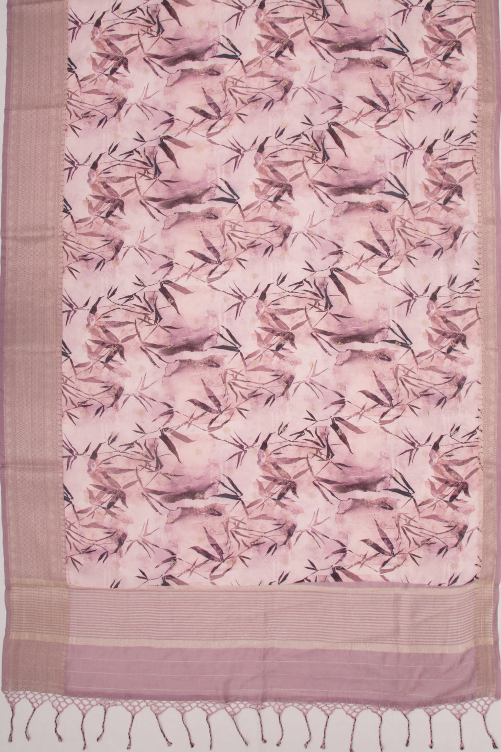 Chanderi Silk Floral Printed And Butta Lilac Saree