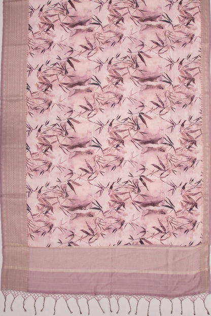 Chanderi Silk Floral Printed And Butta Lilac Saree