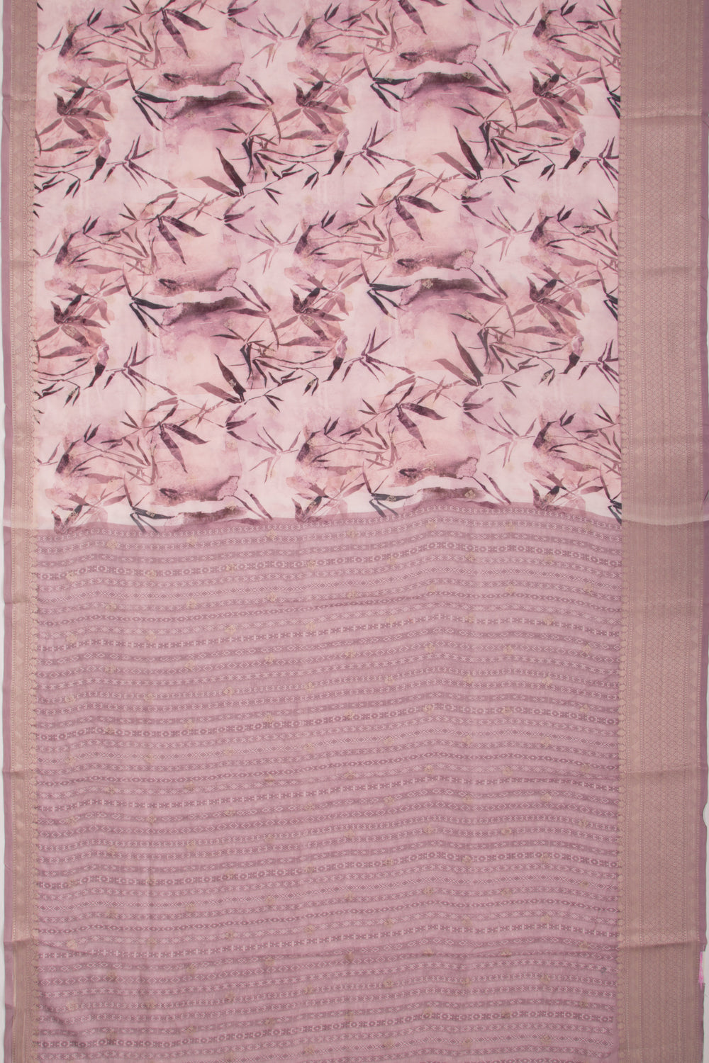 Chanderi Silk Floral Printed And Butta Lilac Saree