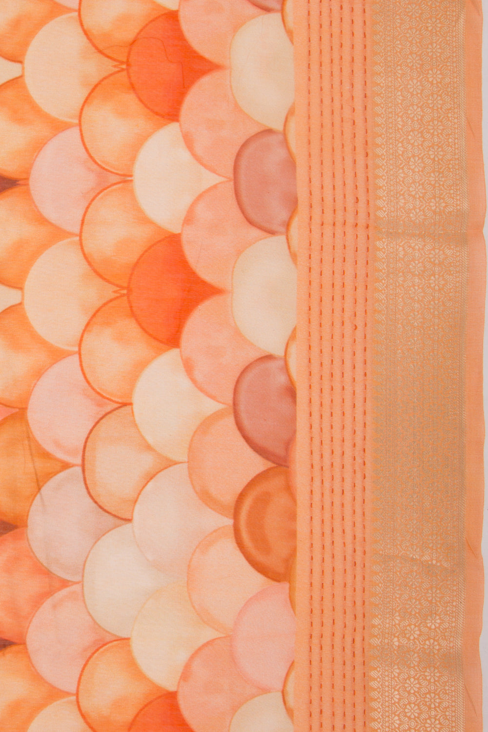 Chanderi Silk Printed Orange Saree
