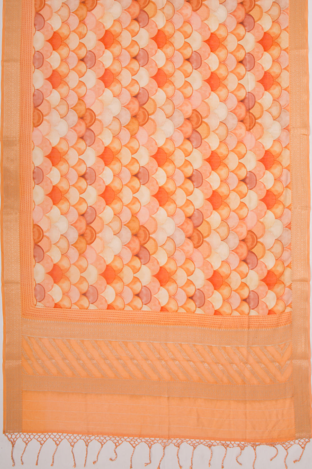 Chanderi Silk Printed Orange Saree